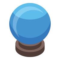 Blue magic crystal ball resting on a stand, predicting the future vector