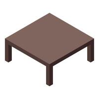 Brown square table standing on four legs isometric view vector