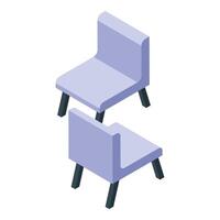 Two modern purple chairs showing front and back isometric views vector