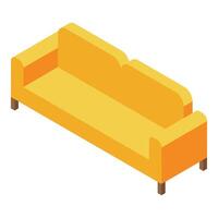 Yellow sofa representing comfort and relaxation in isometric view vector