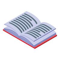 Open book with red cover showing text isometric icon vector
