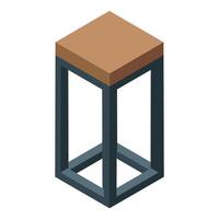 Modern bar stool with wooden seat and metal frame isometric icon vector