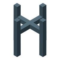 Impossible figure intertwined with geometric shapes creating optical illusion vector