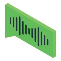 Green speech bubble showing soundwave in isometric view vector