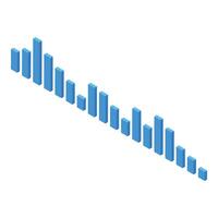 Blue graph bars showing growth and decline in isometric view vector