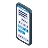 Smartphone displaying voice and text messages in isometric view vector