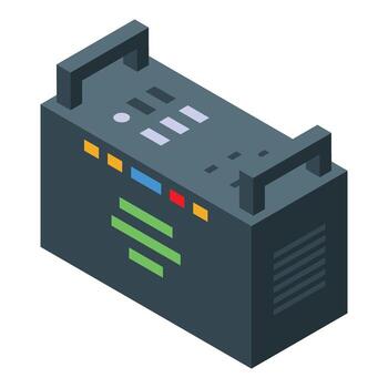 Crypto mining machine working with indicators showing computing processing vector