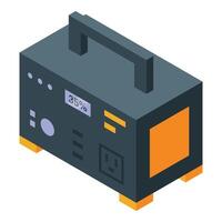 Portable power station providing backup electricity with 35 percent charge indicator vector