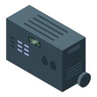 Portable power station fully charged showing 100 percent battery indicator vector