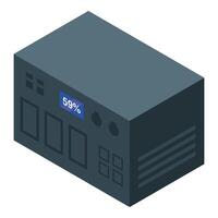 Electric generator providing electricity with charge indicator showing 59 percent vector