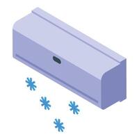 Wall air conditioner blowing cold air with snowflakes isometric view vector
