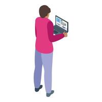 Online shopping customer browsing products on e commerce website using laptop vector