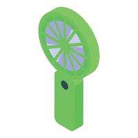 Portable mini fan rotating and generating a breeze in summer heat vector