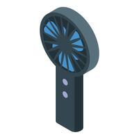 Portable fan rotating and generating a breeze, isometric view vector