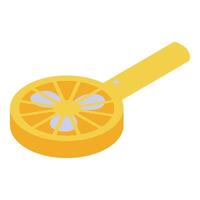 Orange slice shaped handheld fan providing refreshing breeze vector