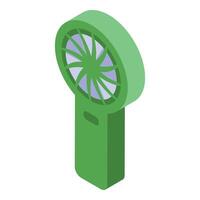 Portable fan generating refreshing breeze, isometric view vector
