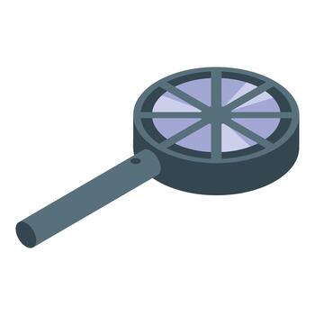 Magnifying glass showing pie chart representing data analysis and business strategy vector