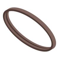 Brown rubber seal ring gasket presenting oval shape in isometric view vector