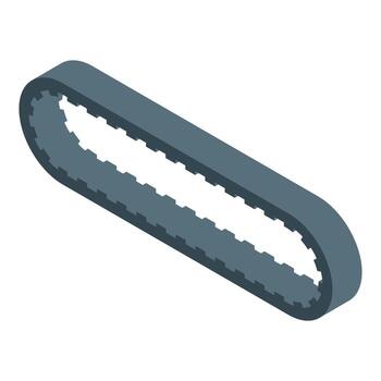 Timing belt connecting mechanical parts, ensuring synchronized movement vector