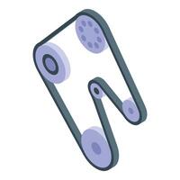Timing belt connecting rotating gears in isometric view vector