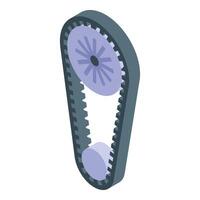 Timing belt rotating a gear wheel in isometric view vector