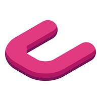 Pink isometric letter u floating on white background vector