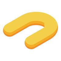 Yellow horseshoe magnet floating in white space vector