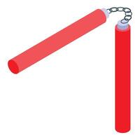 Red nunchaku rotating with chain connecting two sections vector