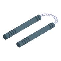 Nunchaku weapon swinging on chain on white background vector