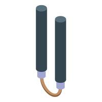 Nunchaku using rope for striking and blocking attacks vector