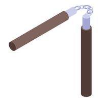 Nunchaku weapon rotating with chain on white background vector