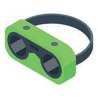 Green vr headset providing immersive experience, innovative technology for gaming and entertainment vector