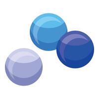 Three glossy spheres creating harmony with blue and purple tones vector