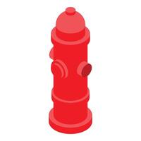 Red fire hydrant standing alert in isometric view vector