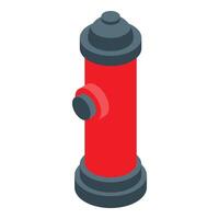 Red fire hydrant standing alert for emergencies, isometric view vector
