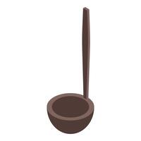 A brown wooden spoon with a handle on a white background vector