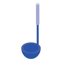 Blue soup ladle with long handle on white background vector