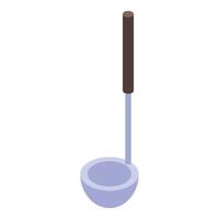 Soup ladle with brown handle on white background, serving comfort food vector