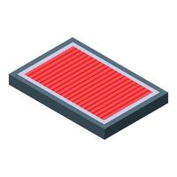Red hot engine radiator cooling system isometric view vector