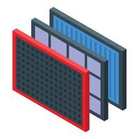 Replacing car cabin air filter showing layers of filtration vector