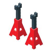 Red car jack stands supporting vehicle during maintenance vector