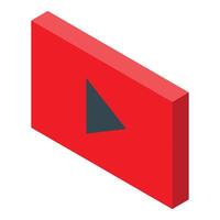 Red play button showing streaming content in isometric view vector