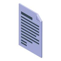 Isometric office paper document with folded corner representing business administration vector