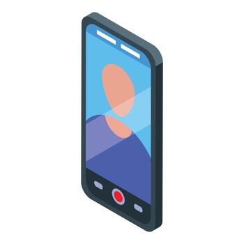 Smartphone recording a call with a user showing on the screen vector