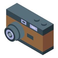 Isometric vintage photo camera capturing memories vector