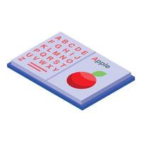 Open book showing alphabet and apple illustration for learning english vector