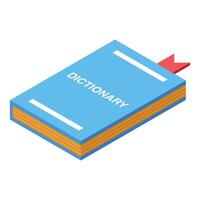 Blue dictionary book with bookmark ribbon, isometric view vector