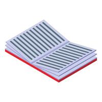 Open book with red cover isometric illustration for education and knowledge concepts vector