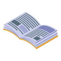 Open book lying open showing pages with text and images vector