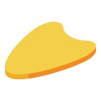 Yellow guitar pick isometric projection floating on white background vector